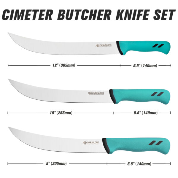 3-Piece Cimeter Butcher Knife Set - Image 2